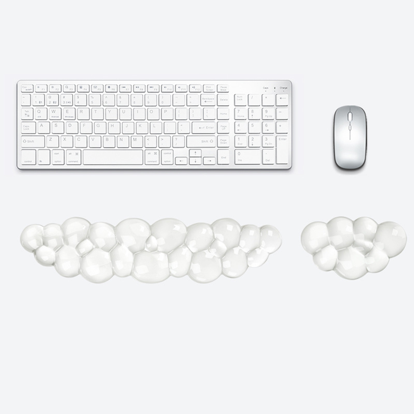 Cloud Pattern Ergonomic Wrist Support Set For Computer Soft Silicone Pad And Keyboard Rest With Airflows Texture