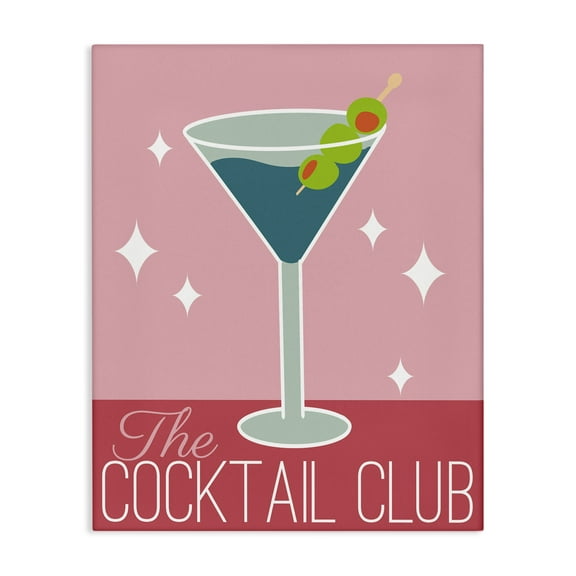 Stupell Industries Cocktail Club Typography Food & Beverage Painting Wrapped Canvas Art Print Wall Art, 16 x 20