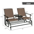 thumbnail image 2 of Gymax Patio 2-Person Glider Rocking Char Loveseat Garden w/ Tempered Glass Table Brown, 2 of 10
