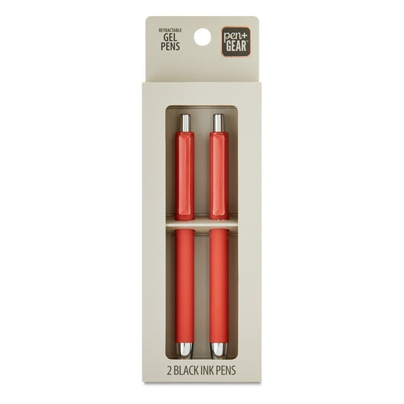 (2 pack) Pen+Gear Retractable Gel Pens, Medium Point, 0.7 mm, Black Ink, 2 Count