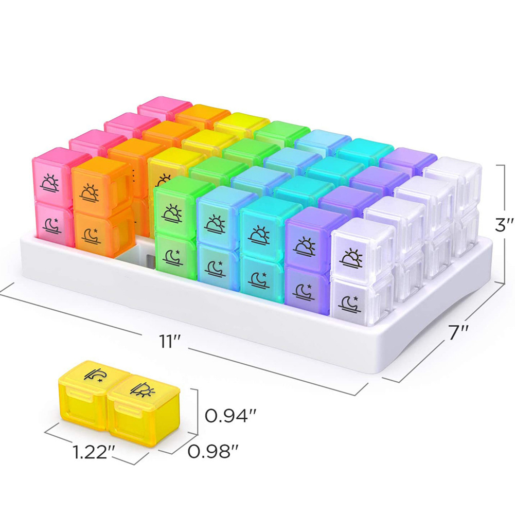 7-Day 32-Compartment Pill Organizer, Portable Weekly Medication Storage Box, BPA-Free Travel Pill Dispenser for Home, Office, and On-the-Go Use