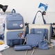 thumbnail image 3 of Mochila de lona JAMW versión coreana Harajuku 5 piezas azul, 3 of 5