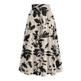 thumbnail image 5 of Women's Printed Casual Skirt Floral Pattern High Waist Flowy Midi Length Summer Fashion A Line Black XXL, 5 of 5