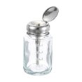 thumbnail image 1 of Botella dispensadora de vidrio Uxcell de 2.7Oz / 80ML, cuadrada, con bomba de líquido, tapa de metal, contenedor para alcohol con presión hacia abajo, 1 of 6