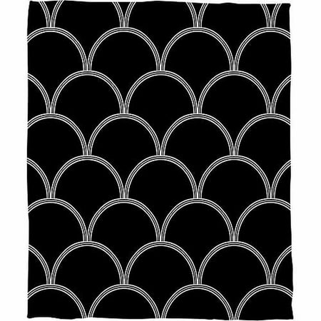 IDG Art Deco Circles Black and White Coral Fleece Throw