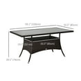 thumbnail image 3 of Outsunny Patio Rattan Dining Table with Tempered Glass Top, Storage Shelf, 3 of 10