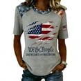 thumbnail image 3 of Youpwaven Women's 250th Anniversary USA T-Shirt, Patriotic We the People Distressed Flag Print Top, Independence Day Round Neck Short Sleeve Tee, 250 Years of Freedom Graphic Shirt, 3 of 5
