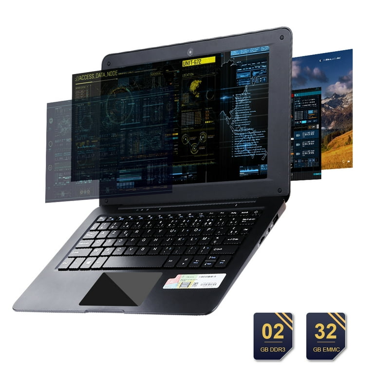 Ordinateur Portable Windows 10 Netbook Écran FHD 14,1 Pouces Quad Core 1,44  GHz Carte SD HDMI Argent
