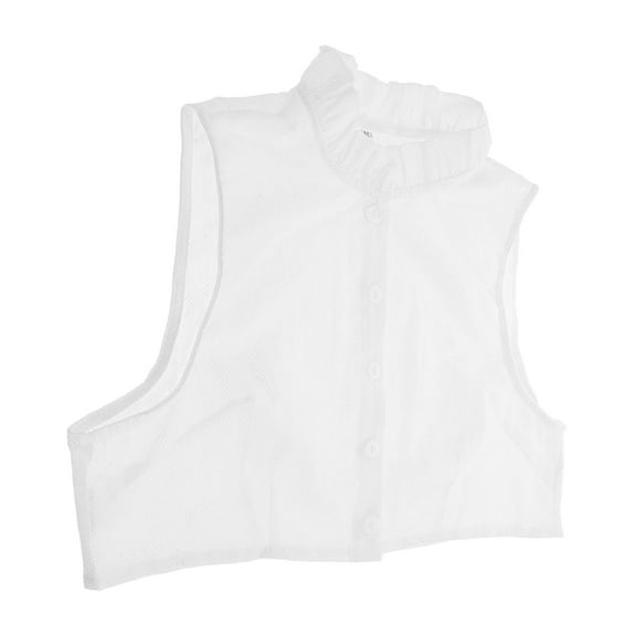 ORDDIART 1Pcs Collar Shirt with Ruffle Design for Women in White Linen
