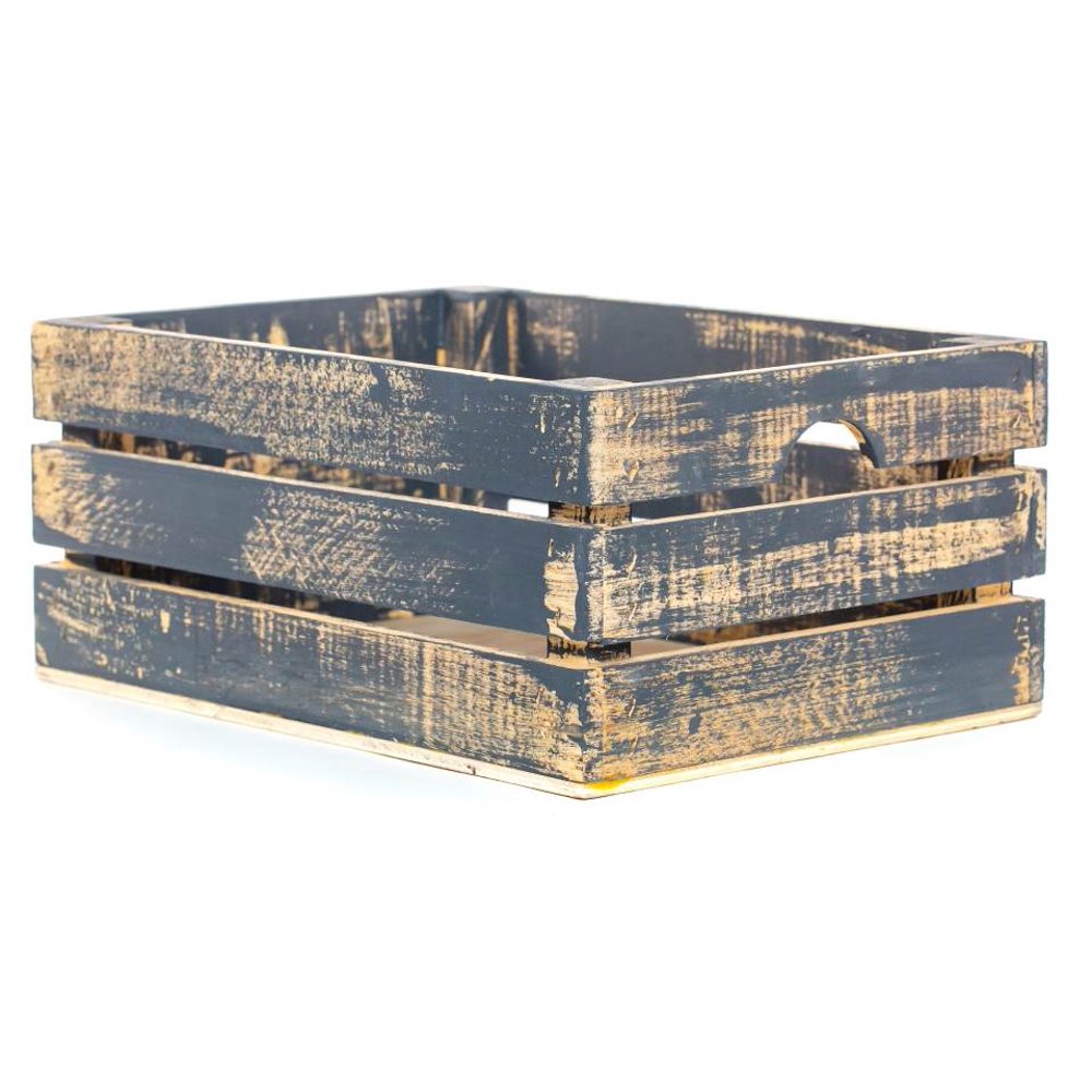 Rustic Decorative Medium Wood Crate in Gray and Natural