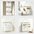 thumbnail image 6 of Wall Mounted Hanging Storage Bag, Bedside Hanging Organizer Pouch with Multi Pockets, Space Saving Holder for Bedroom Living Room Home Phone Remote Accessories Storage, White, 6 of 7