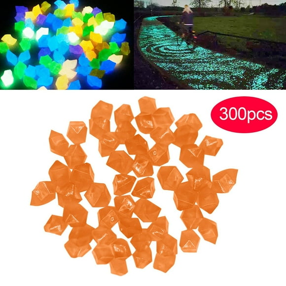 Luminous Stone 300Pc Orange,300 Pcs Garden Decoration Glow in the Dark Luminous Pebbles Stones Wedding,Pebbles,Glow Rocks for Landscaping