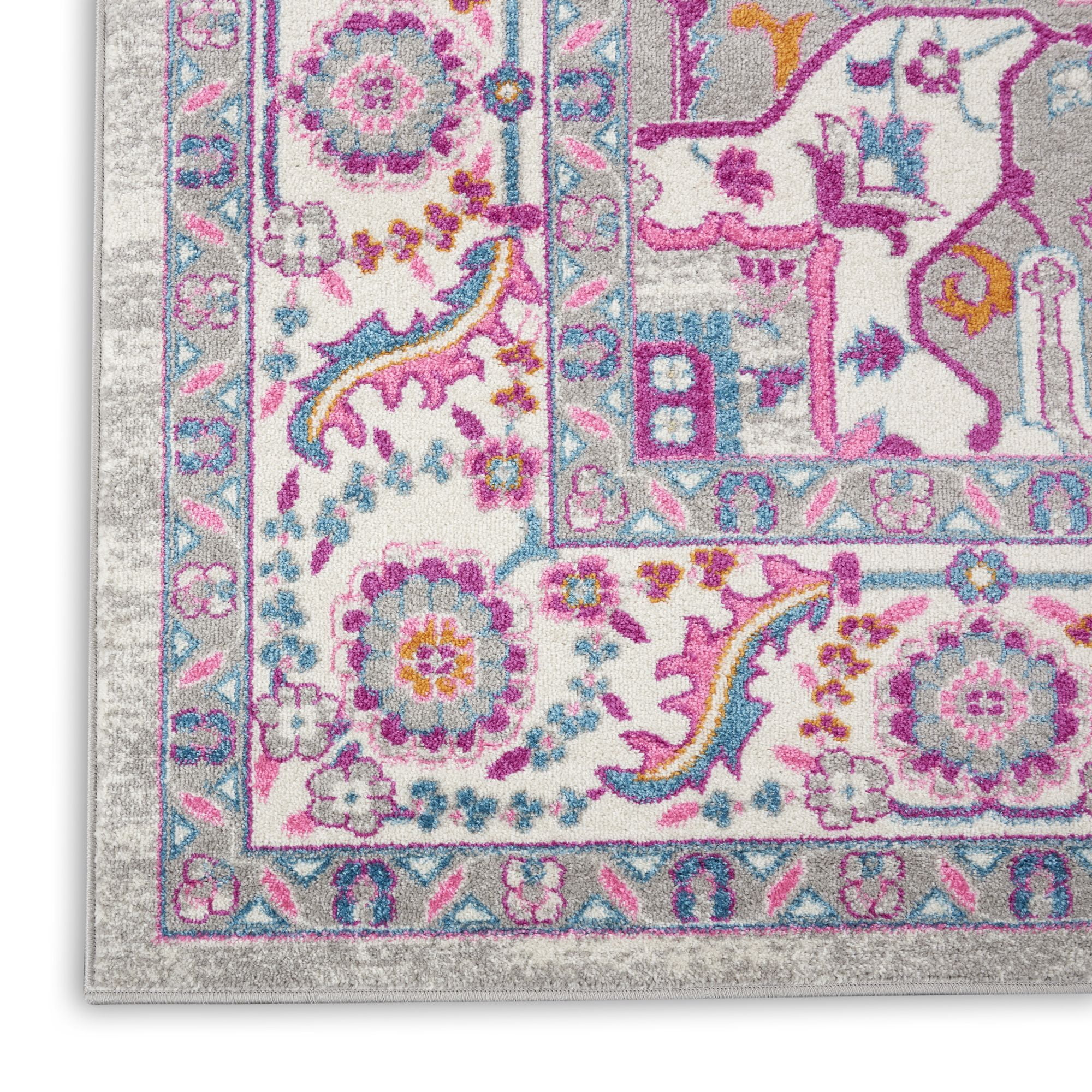 Nourison Passion Persian Light Grey/Pink 6'7" x 9'6" Area Rug, (7x10)