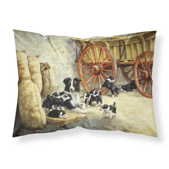 Border Collie Dog Litter Fabric Standard Pillowcase