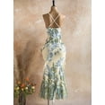 thumbnail image 2 of Women's Vintage Floral Print Draped Neck Layered Ruffle Hem Maxi Dress, Vacation Summer Style, 2 of 6