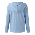 thumbnail image 4 of Women‘s V Neck Hoodies Half Button Raglan Sleeve Sweatshirt Drawstring Pullover Tops, 4 of 5