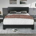 thumbnail image 4 of Sha Cerlin Full Size Upholstered Platform Bed Fame with Adjustable Leather Headboard, Wood Slat Support, Black, 4 of 7