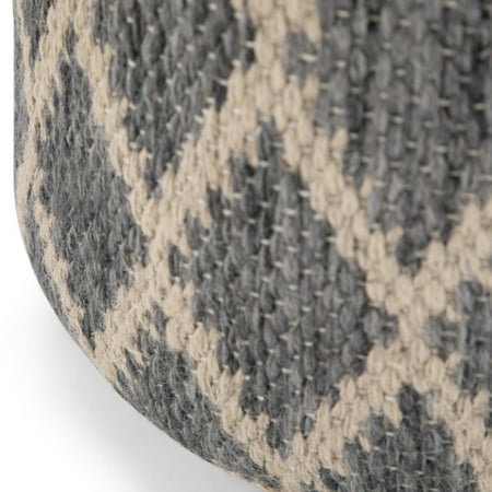 Simpli Home - Edgeley Round Contemporary Polystyrene/Cotton Pouf - Gray