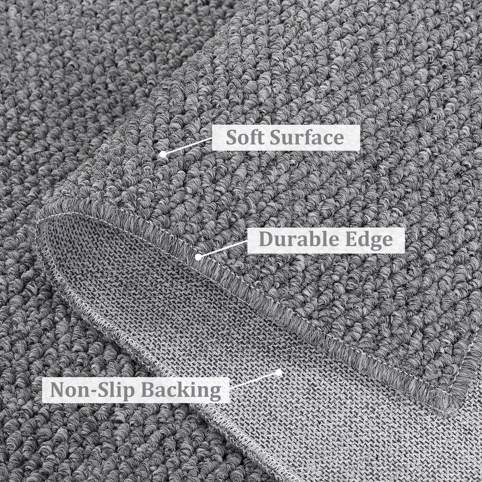 FairOnly 9'x12' Machine Washable Area Rugs for Living Room Modern Textured Ultra-Thin Soft Rugs for Family Room Nursery Neutral Grey Carpet