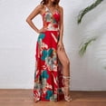 thumbnail image 3 of Aellinatey Women's long dress, Bohemian chiffon floral print V-neck long dress, 3 of 12