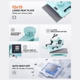 thumbnail image 6 of KFFKFF Heat Press, 12x15 inch, 8-in-1 Transfer Tool, Includes 6-30 oz Cup Press, 360° Rotatable T-Shirt Application, Accurate Digital Settings, for Apparel/Mugs/Caps/Dishes, Green, 6 of 9