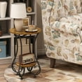 thumbnail image 4 of Side Table,Small Round End Table with Lower Shelf for Small Spaces,Round Bedside Nightstand Table with Metal Frame,Couch Sofa Coffee Tea Table,Retro Accent Drink Table for Living Room Bedroom Balcony, 4 of 7