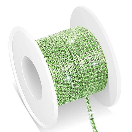 

Rhinestone Chain Decorations Single Drain Diamond Chain for Nail Makeup 1 Roll Light Green on Silver Background