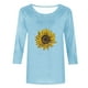 thumbnail image 3 of Camisetas Casuales de las Mujeres de Moda Impresa 3/4 Mangas Blusa Cuello Redondo para el Hogar Y Diario, 3 of 4
