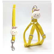 Pet Leash Dog Harness Rabbit Leash Cartoon Dog Leash Cat Leash Pet Supplie Dog Leash and Collar Set Puppy Harness Kitten Collar Yellow