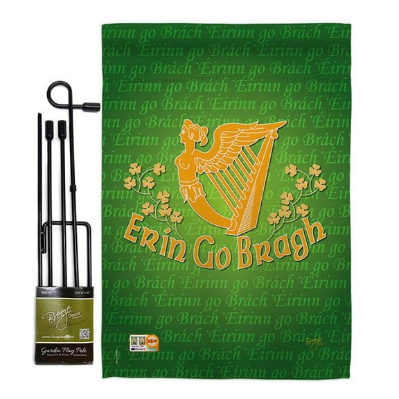 Breeze Decor BD-SA-GS-102030-IP-BO-D-US13-BD 13 x 18.5 in. Erin GBragh Spring St Patrick Impressions Decorative Vertical Double Sided Garden Flag Set with Banner Pole
