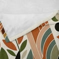 thumbnail image 4 of Ambesonne Monstera Fleece Throw Blanket Abstract Mid Century Boho 50"x60" Beige Green and Burnt Orange, 4 of 5