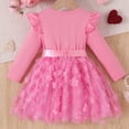 thumbnail image 4 of XEGLSBU Girls Dresses Size 5T Girls Long Sleeve Party Dress with Star Embroidery and Skirt Square Neck Puff Sleeve Girl Gown Pink-2 Size 2-3 Years, 4 of 7