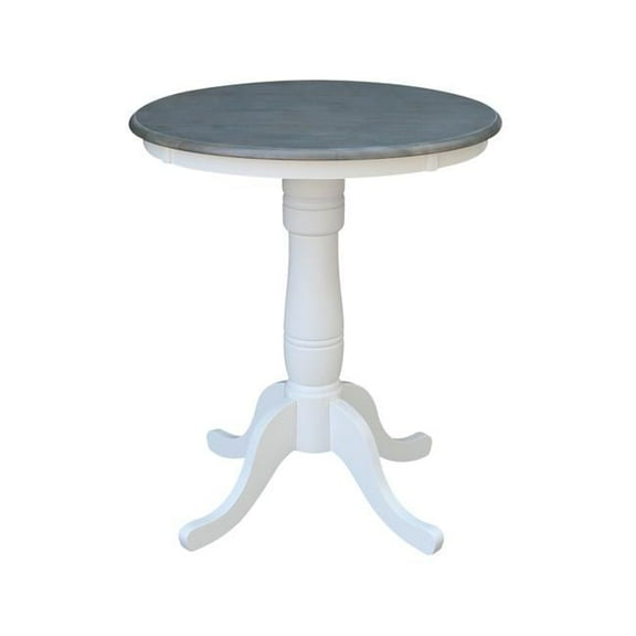 30" Round Solid Wood Gray Table-Counter Height