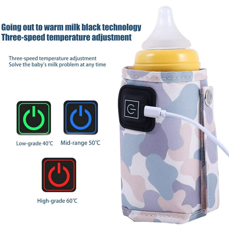 Portable Bottle Warmer for Baby Breastmilk, USB Charge and Accurate Heating  of Car and Travel Bottle Warmer,Adjustable Gear and Automatic Insulation