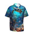 thumbnail image 2 of Daiia Underwater Fish Turtle Hawaiian Shirt for Men Gentle Cotton Regular Short Sleeve Casual-X-Large, 2 of 9