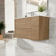 thumbnail image 3 of Eviva Prancer 36"W x 20"D Natural Oak Wall Mount Bathroom Vanity with White Solid Surface Countertop and Integrated Sink, 3 of 11
