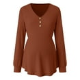 thumbnail image 5 of yocbz Maternity Sweatshirt Winter Maternity Clothes,Long Sleeve Maternity Tops,V-neck Shirt Solid Color Women Clothing Pleated High Waisted Lace Up Pregnant Shirt Brown,Size for 4-5 Years, 5 of 6