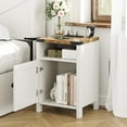 thumbnail image 2 of Vabches Farmhouse Nightstands Set of 2, Small End Bedside Tables with Charging Station & Barn Door Open Compartment, 2 of 7