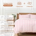 thumbnail image 6 of 3 Piece Pink Buffalo Plaid Duvet Cover Set Queen Size, Microfiber Comforter/Quilt Cover with Corner Ties and 2 Pillowcases, Farmhouse Pink White Checkered All Season Soft Bedding with Zipper Closure, 6 of 8