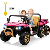 Yesfashion 24V 2 Seater Ride on Car 6 Wheels Ride on Dump Truck w/Parent Remote Control, 24v Ride on Toys with Shovel, Music Player, Kids Utv Ride on Truck