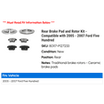 thumbnail image 2 of Rear Brake Pad and Rotor Kit - Compatible with 2005 - 2007 Ford Five Hundred 2006, 2 of 2