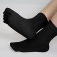 thumbnail image 1 of Black Stockings Mens Toe Socks Cotton Athletic Running Ankle Five Finger Crew Socks, 1 of 5