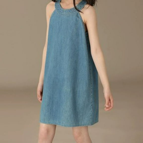 Mercatoo Toddler Kids Baby Girls Summer Casual Dress Cowboy Sleeveless Round Neck Dress Girl Party Princess Dress