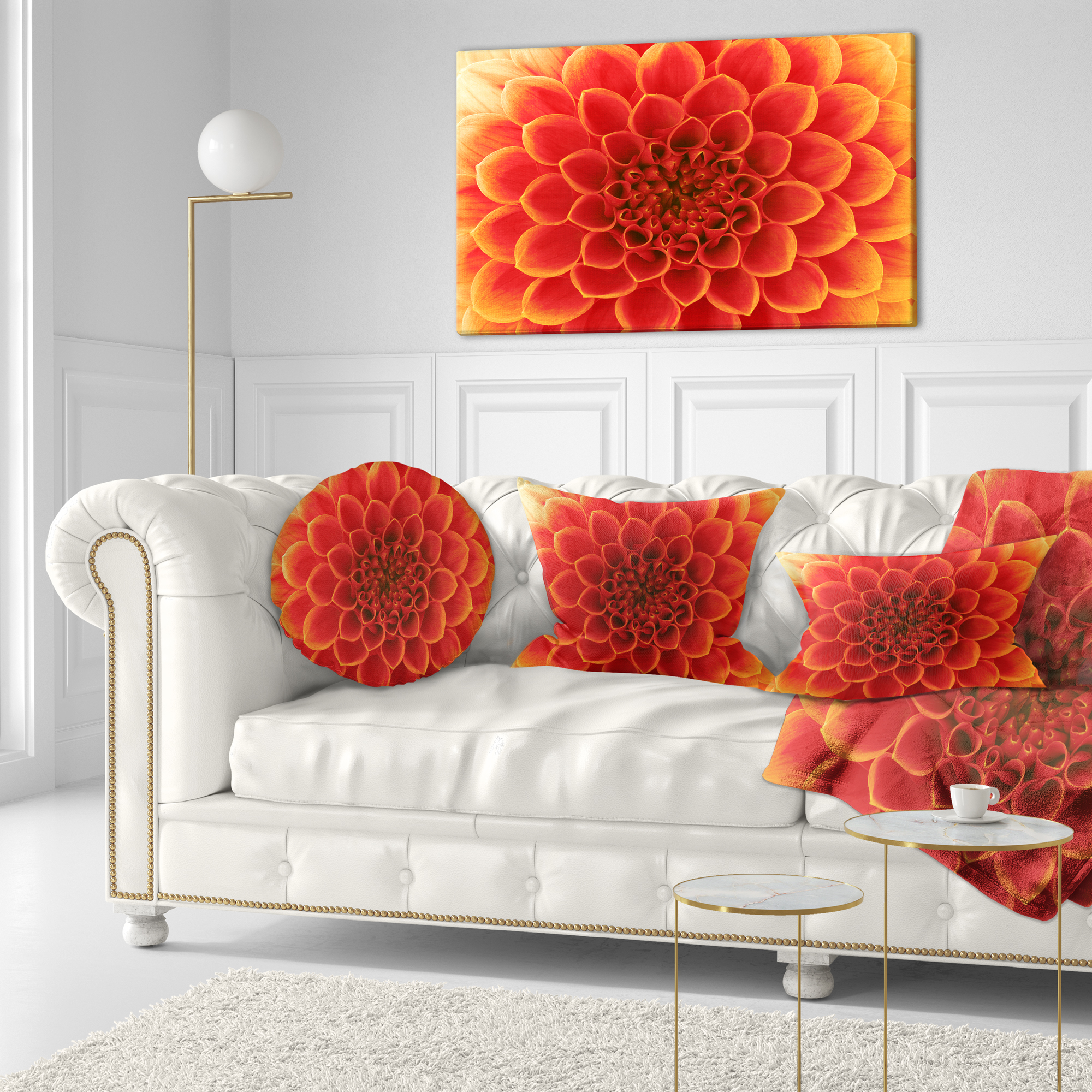 Designart 12" x 20" Orange Polyester Throw Pillow