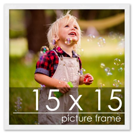 PosterPalooza 15x15 Contemporary White Wood Picture Square Frame - Picture Frame Includes UV Acrylic, Foam Board Backing, & Hanging Hardware!