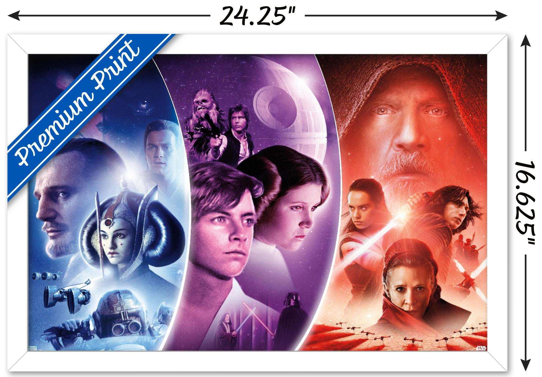 Star Wars: Saga – Trilogy Wave Wall Poster, 14.725" x 22.375", Framed