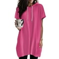 thumbnail image 2 of UYISJ Women's Short Sleeve Hoodies with Pockets Oversized Sweatshirts Drawstring Solid Color Casual Shirts Fashion Tunic Tops, 2 of 6