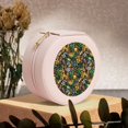 thumbnail image 6 of Yiaed Hawaiian Culture Symbols Print Travel Jewelry Case Bridesmaid Gift Boxes Jewelry Travel Organizer Small Round Jewelry Box Mini Storage-Pink, 6 of 7