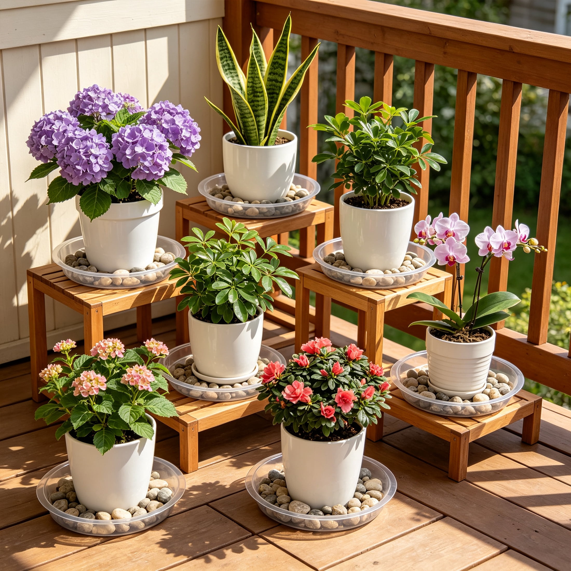 15 Pack Clear Plant Saucers, 6 8 10 Inch Plastic Flower Pot Saucers with Plant Labels, Heavy Duty Plant Drip Trays with Anti‑Slip Ridges, Plant Pot Saucer for Indoor Outdoor Pots