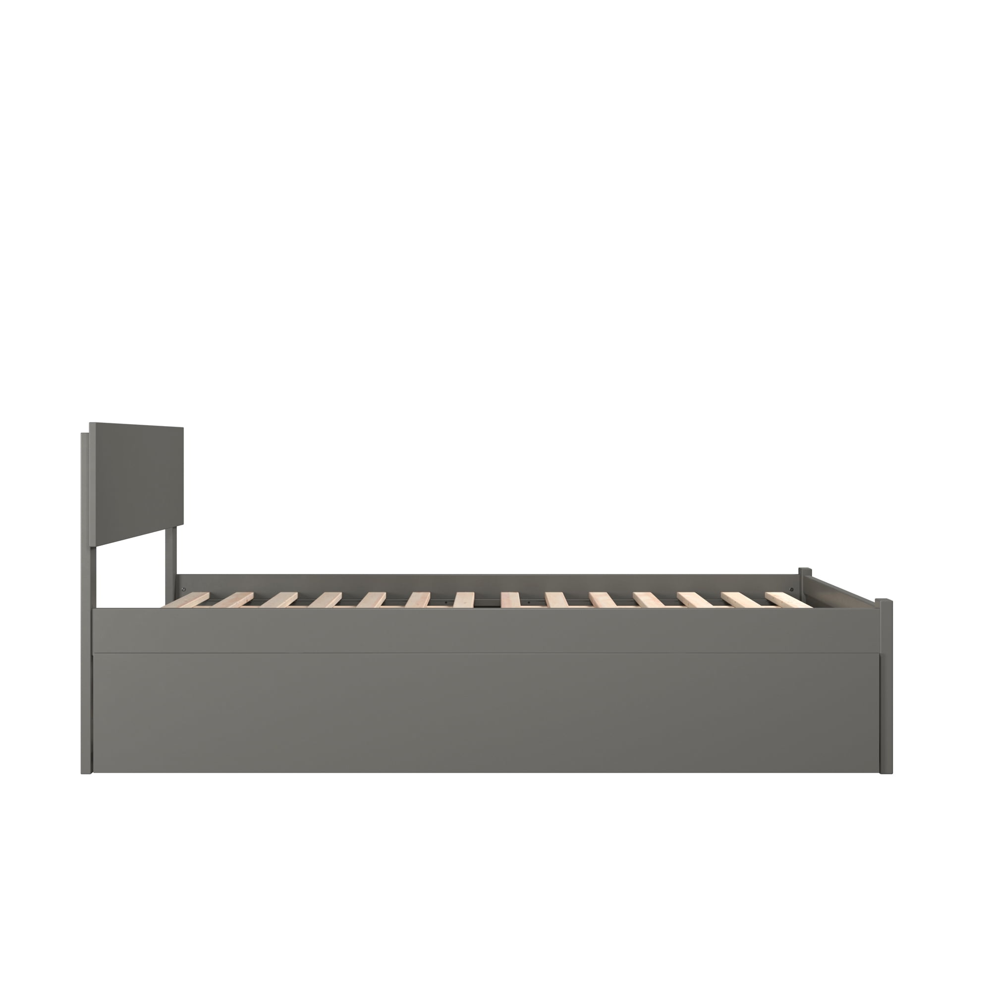AFI Orlando Queen Wood Platform Bed with Headboard Footboard & Twin XL Trundle, Grey